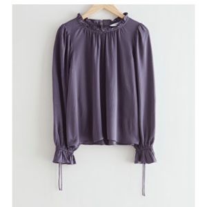 & Other Stories Purple Ruffle Frill Long Sleeve Purple Blouse